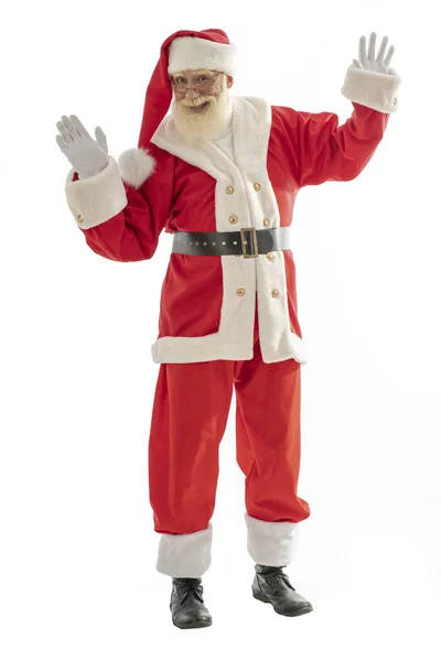 Papai Noel Sobre Fundo Branco Isolado Homem Velho Ator Masculino — Fotografia de Stock