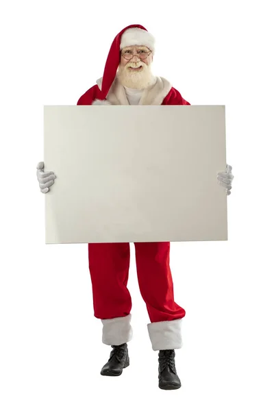 Kerstman Witte Achtergrond Geïsoleerd Senior Acteur Oude Man Met Een — Stockfoto