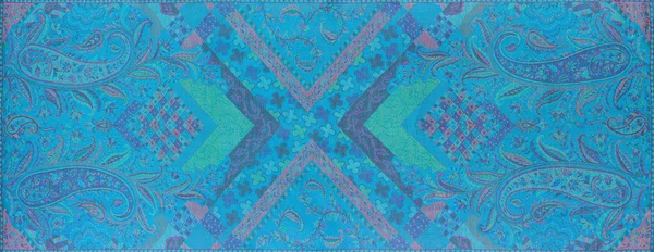 Tradizionale modello paisley blu campione di foulard di seta — Foto Stock