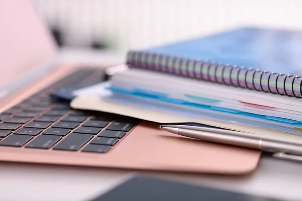 Pen and documents are on the keyboard — Stock Image Pen and documents are on the keyboard Stock Image