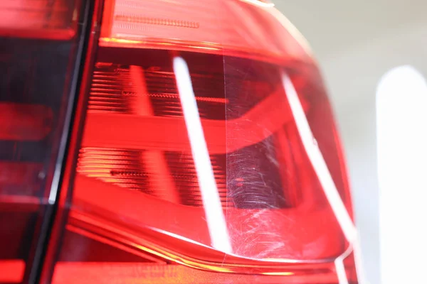 Closeup of polished car headlight before and after — Stock Photo, Image