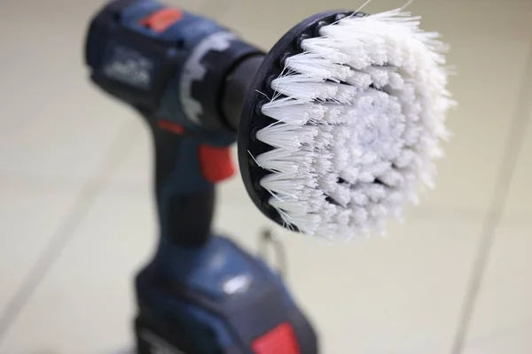 Closeup of brush on car polishing machine — Stock Photo, Image