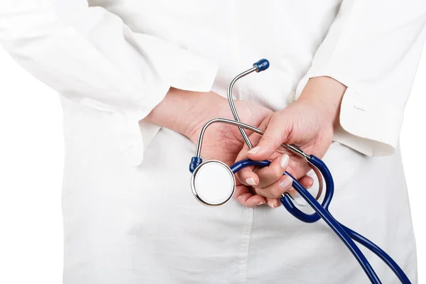 Doctor's hands with stethoscope — Stock Photo, Image