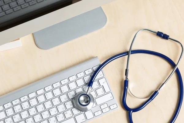 Medicine doctor's working table view from top — Stock Photo, Image