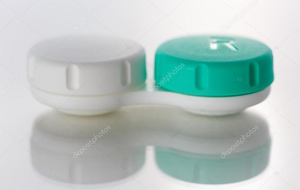 Contact lens case isolated on white