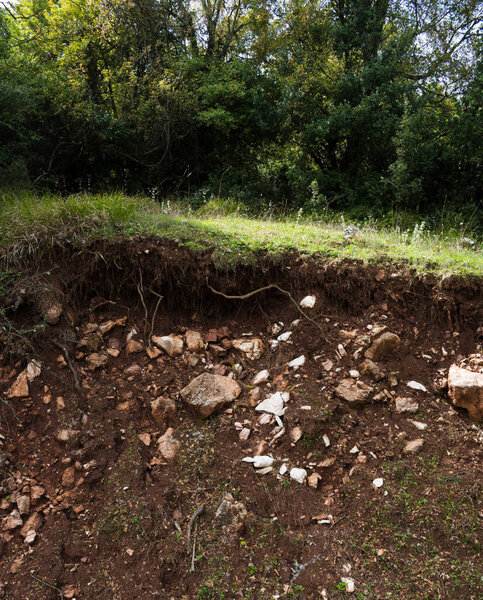 Оползень из-за сильного дождя. Оползни, поврежденные сильным наводнением.
