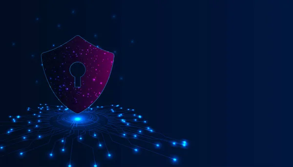 Siber güvenlik tasarımı. Siber güvenlik ve bilgi ya da ağ koruması. Geleceğin teknoloji web hizmetleri iş ve internet projesi için yüksek teknoloji mavi gelecek geçmişi üzerine.