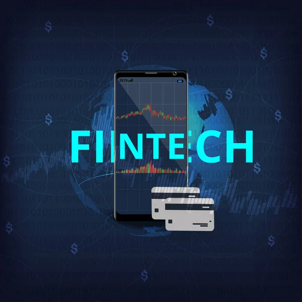 Financial Internet Technology Concept Fintech Mobile Phone Rendering Represent Financial — Vetor de Stock