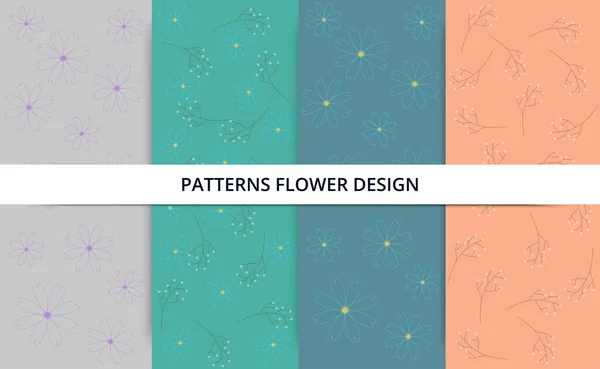 Conjunto Adornos Botánicos Planos Patrón Floral Sin Costuras Con Elementos — Vector de stock