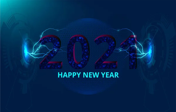 2021 Rok Technologia 2021 Rok Cyfrowym Stylu Technologii Błysk Pioruna — Wektor stockowy