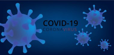 Soyut koronavirüs. COVID-19 salgın soyut arka plan çizimi. Gerçekçi 3D mavi virüs hücreleri. Vektör illüstrasyonu.