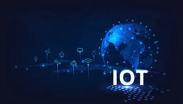 Internet of things(IOT) concept. IOT design.Global network connection. Communication technology and  Internet networking concept, Connect wireless devices.Vector illustration.