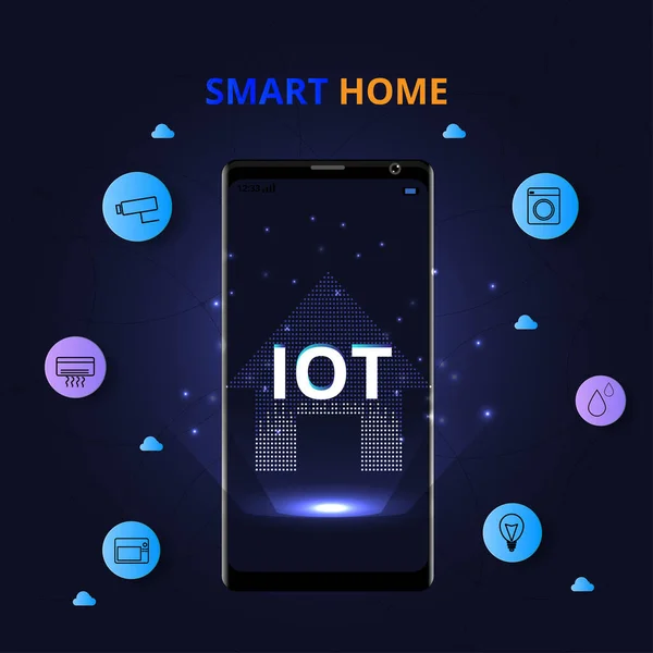 Smart Home Control Concept Internet Things Technology Home Automation System — Archivo Imágenes Vectoriales