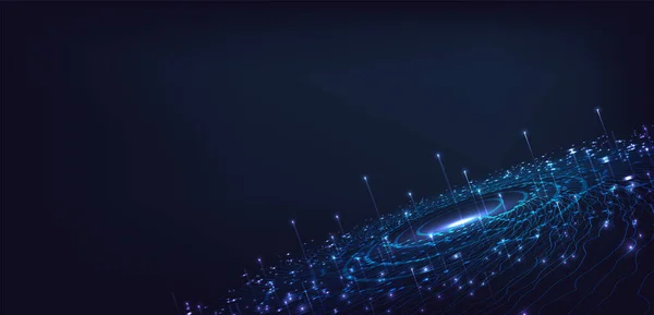  Technology lines pattern over dark blue background.