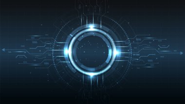Koyu mavi soyut teknoloji arka plan kavramı. Grafik web sitesi interneti. Fütürist dijital yenilik arka planı. vektör illüstrasyonu.
