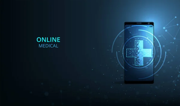 Konsepsi Medis Online Logo Vektor Ikon Medis Pada Smartphone Doctor - Stok Vektor
