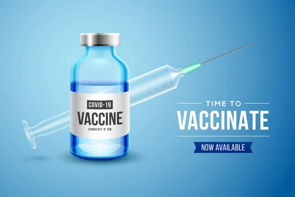 Вакцины Против Коронавируса Corona Virus Vaccination Covid Realistic Vaccine Bottle — стоковый вектор