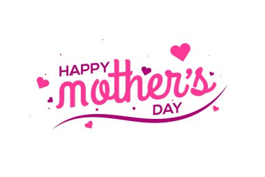 Anneler Günün kutlu olsun. Kaligrafi harfleri ve uçan kalplerle pankart.