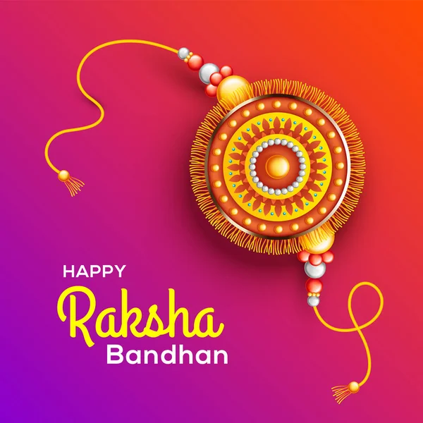 Fondo Saludo Con Rakhi Decorado Regalo Para Raksha Bandhan Bono — Vector de stock