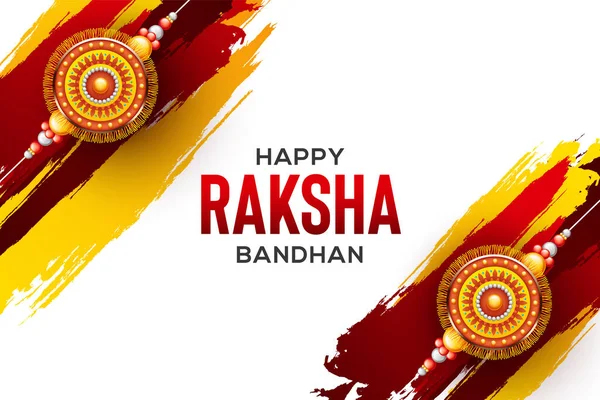 Fondo Saludo Con Rakhi Decorado Regalo Para Raksha Bandhan Bono — Vector de stock