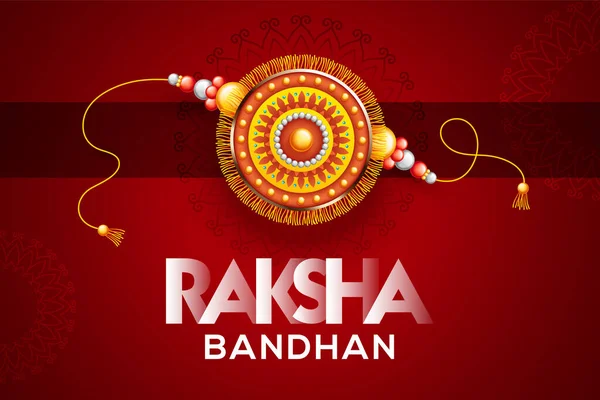 Fondo Saludo Con Rakhi Decorado Regalo Para Raksha Bandhan Bono — Vector de stock