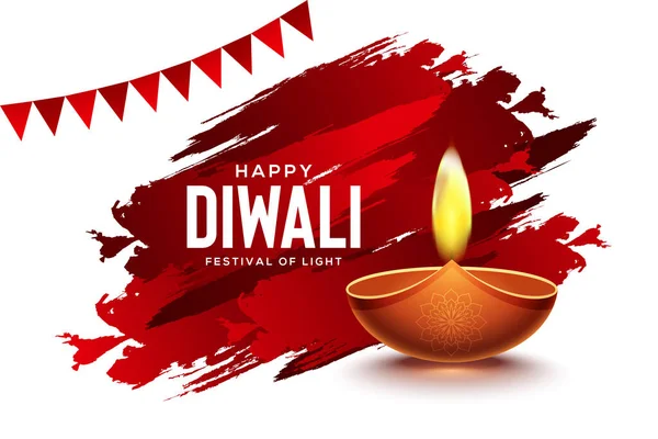 Diseño Happy Diwali Con Elementos Lámpara Aceite Diya Sobre Fondo — Vector de stock