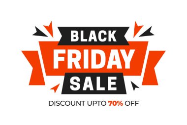 Beyaz arkaplanda kırmızı & siyah kurdeleli Kara Cuma indirimi