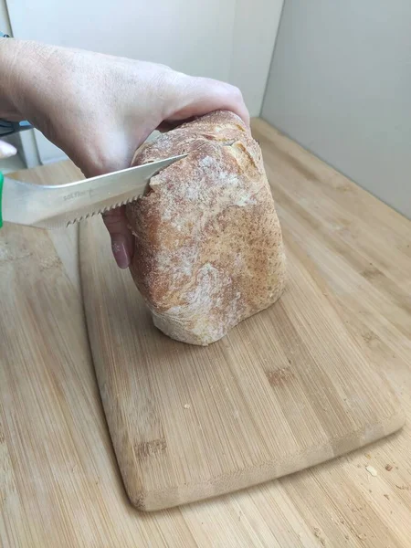 Ciabatta Taze Talyan Ciabatta Ekmeği Otlar Buğday Kulakları Kopyalama Alanı — Stok fotoğraf