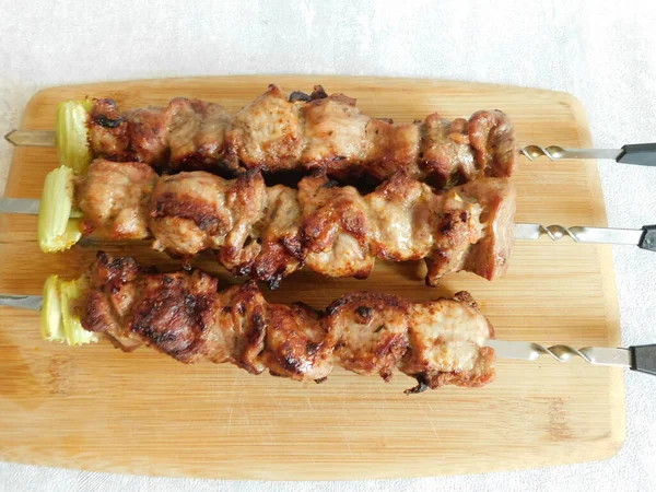 Varkensvlees Shish Kebab Spiesen Barbecue Varkensvlees Spies — Stockfoto