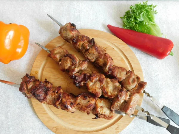 Varkensvlees Shish Kebab Spiesen Barbecue Varkensvlees Spies — Stockfoto