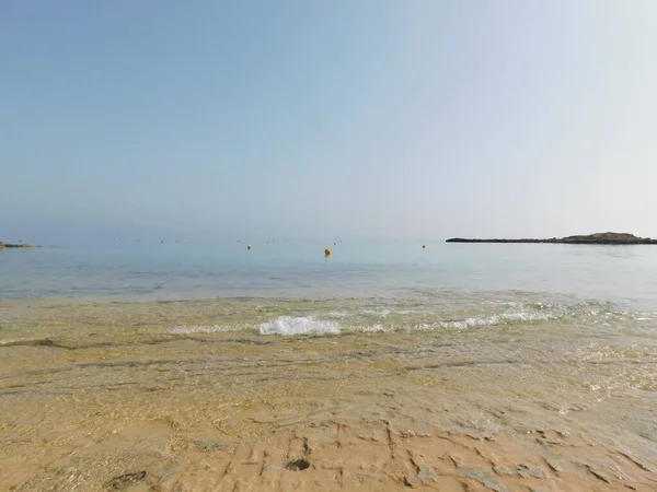 Пляж Инжира Кипр 2021 Апреля Спокойное Море Инжирном Пляже Паралимни — стоковое фото