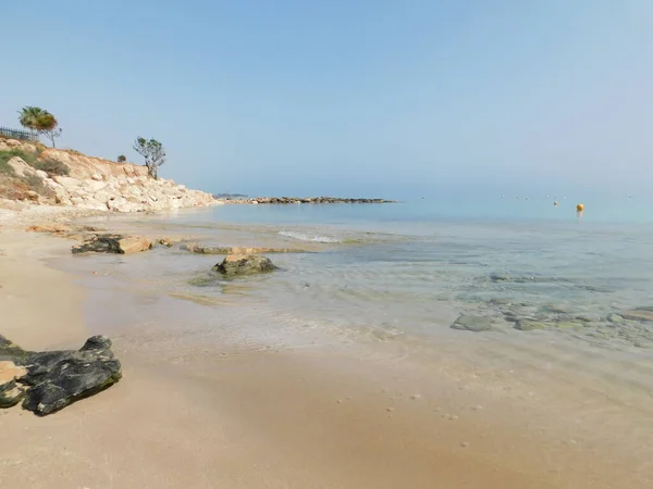 Feigenbaumstrand Zypern April 2021 Ruhiges Meer Feigenbaum Strand Paralimni Zypern — Stockfoto