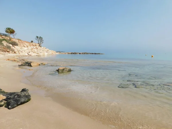 Plaża Figowa Cypru 2021 Spokojne Morze Plaży Figowej Paralimni Cypr — Zdjęcie stockowe