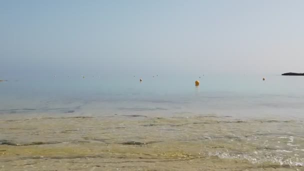 Playa de higueras, Cyprus. abril 2021. mar tranquilo en la playa de la higuera Paralimni, Chipre abril 2021 — Vídeo de stock
