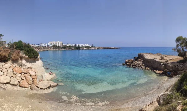 Panorama Zatoki Figowej Słoneczny Dzień Protaras Cypr Kwiecień 2021 — Zdjęcie stockowe