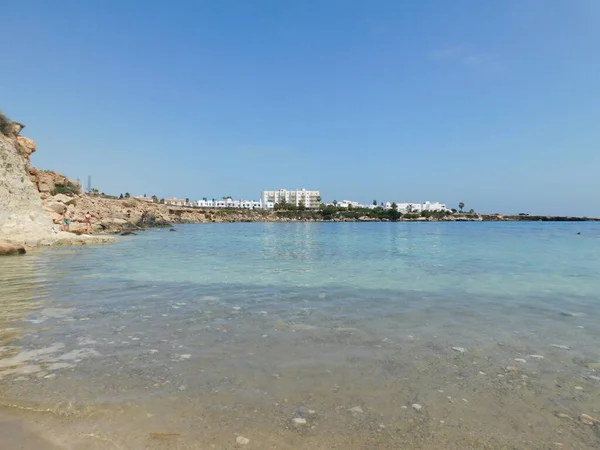 Ilha Chipre Costa Rochosa Chipre Costa Mediterrânica Passeio Marítimo Mar — Fotografia de Stock