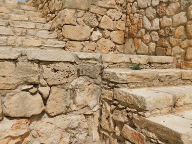 Ayia Napa 'nın eski kasabasında taş duvar. Kıbrıs. Doku Fotoğrafı.