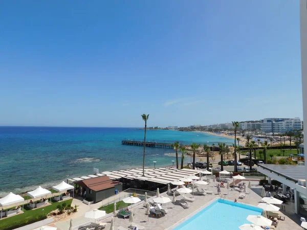 Піщаний Пляж Блакитною Морською Водою Острові Протарас Кіпр — стокове фото