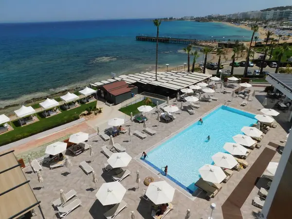 Піщаний Пляж Блакитною Морською Водою Острові Протарас Кіпр — стокове фото