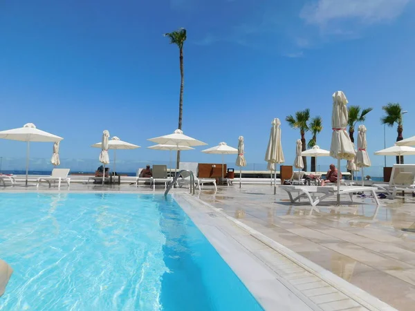 Blue Water Swimming Pool Hotel Protaras Cyprus April 2021 — Stock Photo, Image