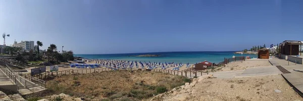 Panorama Bahía Higuera Día Soleado Protaras Chipre Abril 2021 — Foto de Stock