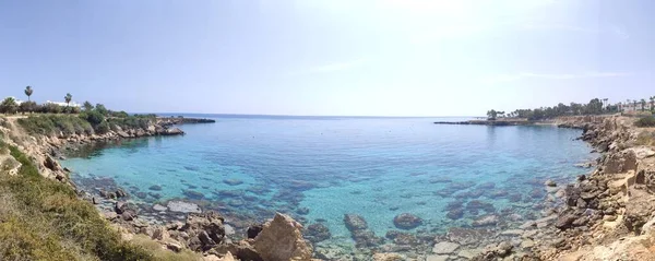 Panorama Fig Tree Bay Sunny Day Protaras Cyprus April 2021 — Stock Photo, Image