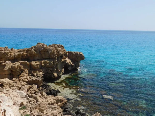 Bela Paisagem Marinha Cabo Kavo Greco Ayia Napa Protaras Chipre — Fotografia de Stock