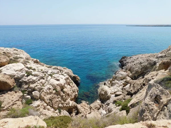 Bela Paisagem Marinha Cabo Kavo Greco Ayia Napa Protaras Chipre — Fotografia de Stock