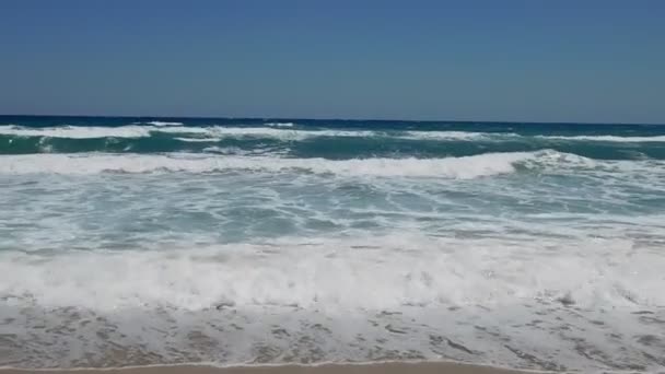 Vlny Písečném Pobřeží Fíková Pláž Protaras Ayia Napa Kypr — Stock video