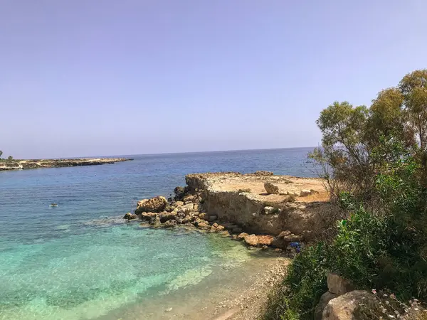 Bela Paisagem Marinha Cabo Kavo Greco Ayia Napa Protaras Chipre — Fotografia de Stock