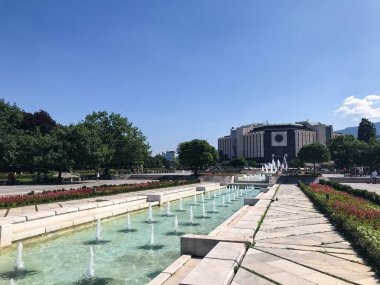 Sofya, Bulgaristan. Ulusal Kültür Sarayı 'ndaki çeşmeler.