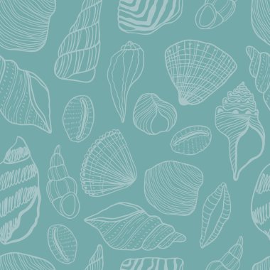 Deniz kabuklarını sorunsuz vektör desen. Güzel doğa dokular ve çizgiler.