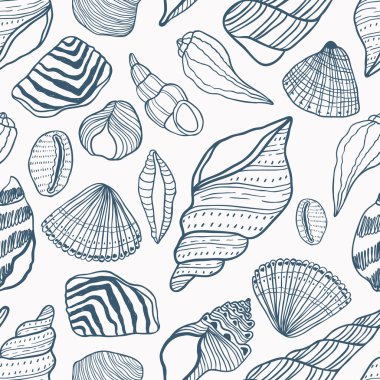 Deniz kabuklarını sorunsuz vektör desen. Güzel doğa dokular ve çizgiler.