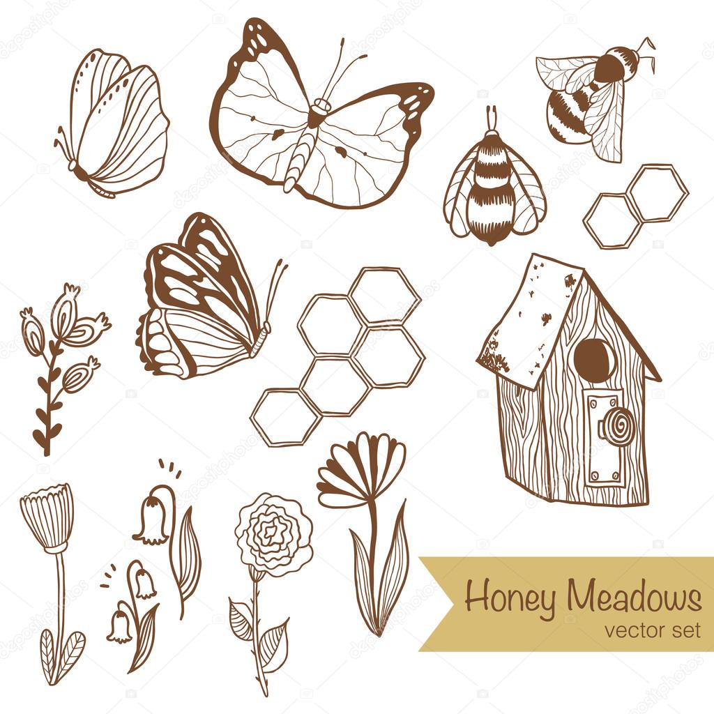 Honey Meadows vector set